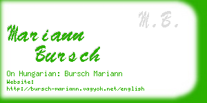mariann bursch business card